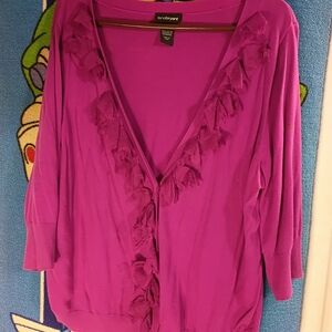 Lane Bryant Women's Fuchsia Ruffle Blouse